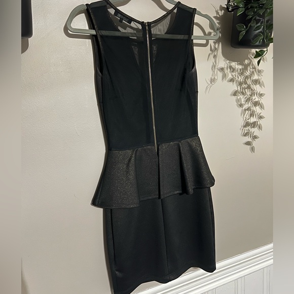 Guess Peplum Black Dress with Gold Shimmer Accent - Picture 2 of 3